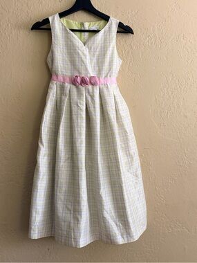 Charter Club Pastel Plaid Dress with Pink Rosette Sash